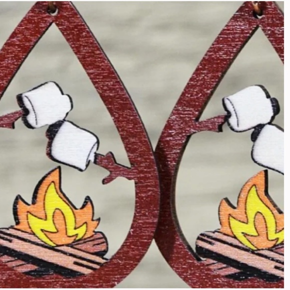 ❤️ FREE Smores Summer Fire Drop Pop Art Hipster Hippie Artsy Chic Glam Earrings - Picture 2 of 3